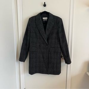 MANGO Wool-Blend Check Coat (size M)